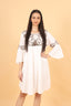 White Color Embroidered Short Dress