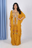 Embroidered Kaftan-Style Dress with Tassel Detailing