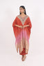 Rust Ombre Color Heavy Neck Embroidered Stitched Kaftan With Pant
