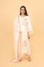 Beige Color Stripe Print Work Thread Embroidered Suit Set