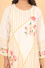 Beige Color Stripe Print Work Thread Embroidered Suit Set