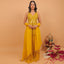 Yellow Color Stitched  Mirror Work Short Split Kurti With Sharara Set