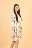 Cream Color Floral Print Work Short Dress