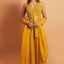 Yellow Color Stitched  Mirror Work Short Split Kurti With Sharara Set
