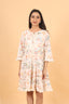 Cream Color Floral Print Short Dress