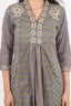 Grey Color Neck Embroidered Work Stitched Anarkali Kurti Set