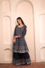 Navy Blue Color Embroidery Stitched Sharara Set