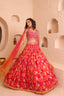 Floral Printed Embroidered Stitched Organza Lehenga with Blouse Design