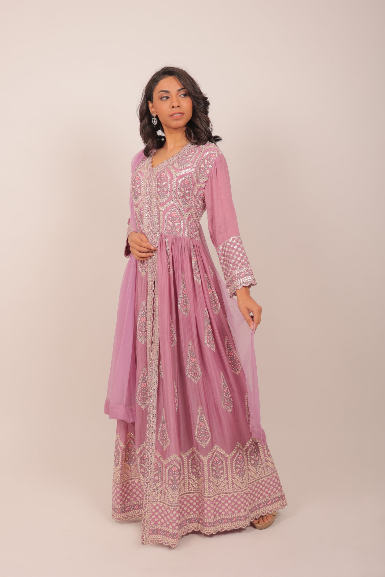 Rose Gold Color Center Slit Georgette Anarakali Suit Set – Aira By KC