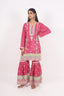 Hot Pink Color Heavy Thread Embroidered Stitched Gharara Set