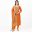 Sunset Orange Color Unstitched Organza Suit