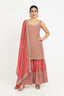 Peach Color Embroidered Sharara Set