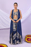 Foil Floral Plazzo Set With Cape