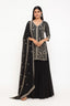 Black Embroidered Stitched Sharara Set