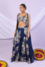 Foil Floral Plazzo Set With Cape