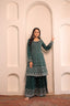 Bottle Green-Color Heavy Embroidered Stitched Gharara-Set