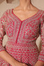 Hot Pink Heavy Embroidered Georgette Peplum Style Blouse with Lehenga