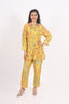 Yellow Color Floral Printed Work Stitched Cord Set
