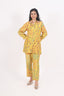 Yellow Color Floral Printed Work Stitched Cord Set
