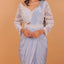 Sky Blue Color Embroidery Stitched Drape Saree