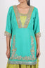 V-Shape Neck Heavy Embroidered Color-Blocking Stitched Short Kurti With Lehenga