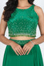 Embellished Crop Choli and Flared Palazzo Set with Dupatta