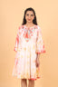 Tie and Dye Print Embroidered  Short Dress
