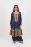 Heavy Embroidered Blue Stitched Short Anarkali With Sharara Set