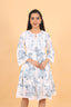 White Embroidered Floral Print Work Short Dress