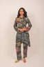 Anchor Grey Floral Print Foil Stripe Cord Set