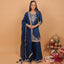 Royal Blue Color Heavy Embroidered Stitched Sharara Set