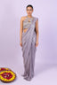 Embroidered Blouse Shimmery Drape Saree