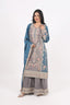 Grey Heavy Thread Floral Embroidered Stitched Sharara Set