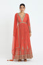 Orange Color Embroidered Anarkali Set