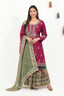 Embroidered Kurta with Multicolor Sharara & Dupatta