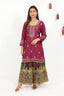 Embroidered Kurta with Multicolor Sharara & Dupatta