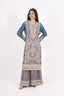 Grey Heavy Thread Floral Embroidered Stitched Sharara Set
