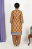 Mustard Printed Suit with Multicolor Salwar & Dupatta