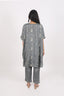 V-Neck Heavy Thread Embroidered Grey Stitched Cord-Set