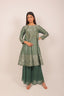 Zari Work Peplum Style Kurta with Plain Sharara