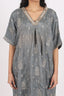 V-Neck Heavy Thread Embroidered Grey Stitched Cord-Set