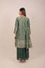 Zari Work Peplum Style Kurta with Plain Sharara