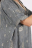 V-Neck Heavy Thread Embroidered Grey Stitched Cord-Set