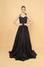 Black Embroidered Ruffle Gown