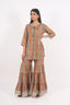 Dust Brown Color Floral Printed Work Stitched Sharara Set