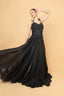 Black Embroidered Ruffle Gown