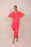 Rose Red with Fuschia Pink Floral Print Dress