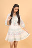 White Floral Print Embroidery Short Dress