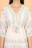 White Floral Print Embroidery Short Dress