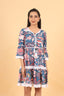 Blue Floral Print Short Dress